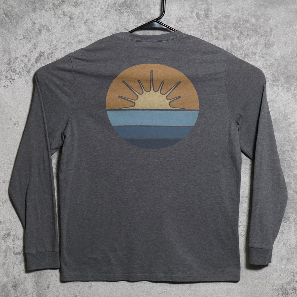 Free Fly T-Shirt Mens Medium Gray Long Sleeve Sun Graphic Casual Preppy Outdoor